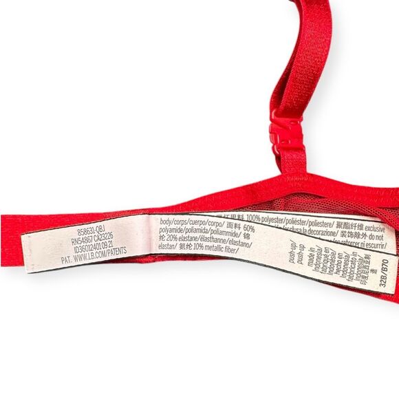 VICTORIA’S SECRET Women’s Red and Metallic Push-Up Bra Size 32B - Picture 4 of 5
